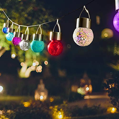 Kit 2 Luminária Solar Pendente Jardim Globo Led Colorido