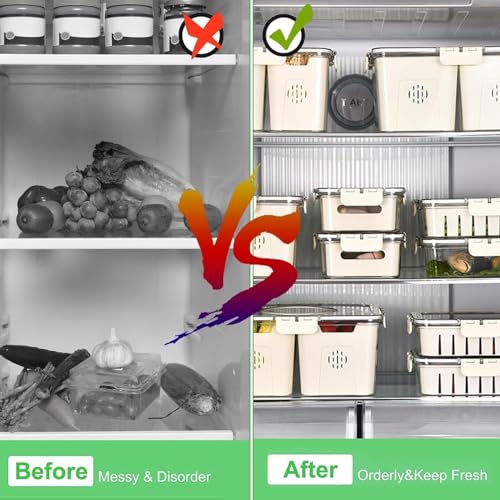 Image of Vasukie Divided Fridge Storage Boxes With 4 Serving Veggie Tray with Lid and Handle, Fridge Organizer with Removable 4 Compartment, Fridge Storage Containers (3 Large Compartment-1PC)