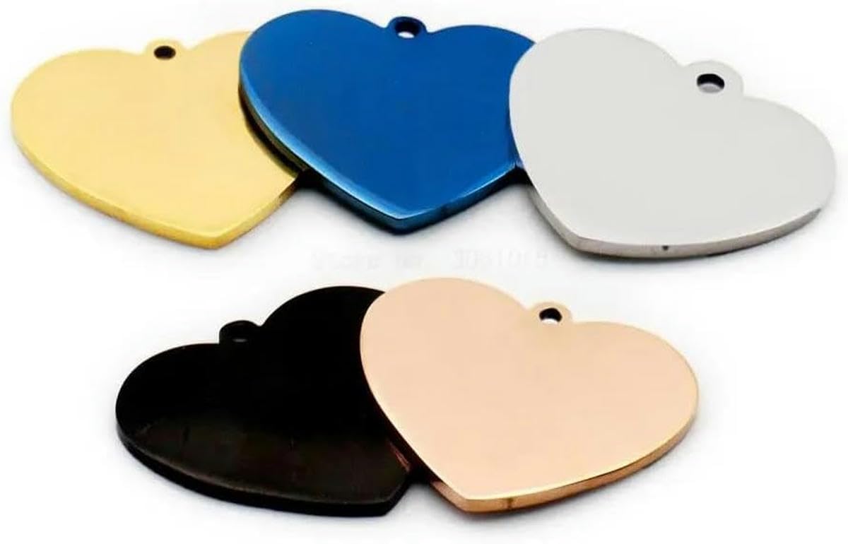 100 pezzi in acciaio inossidabile a forma di cuore ID tag vuoto per animali domestici tag ciondolo personalizzato per cani e gatti tag personalizzato inciso collare per animali domestici tag targhett