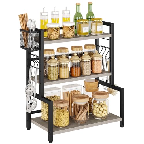 YMYNY Étagère à épices de cuisine avec panier métallique, étagère de comptoir pour armoire,...