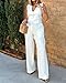 Womens 2 Piece Vest Sets Crop Blazer Vest & Wide-Leg Pants Fashionable Business Pant Suits Office Work Sets A-White