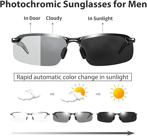 Miniatura 2 de K.LAVER Gafas de sol fotocrómicas polarizadas para hombres y mujeres gafas de visión nocturna para conducir ciclismo UV400 transición sombras
