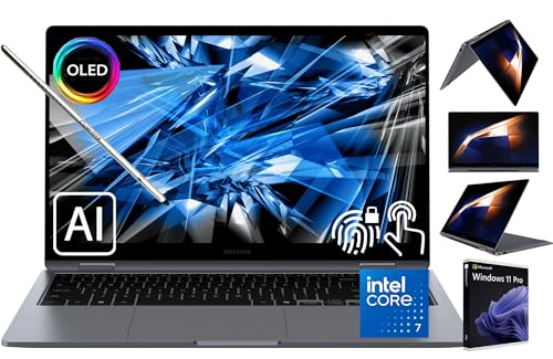 Samsung Galaxy Book4 360 2 in 1 Business Laptop,15.6' FHD AMOLED Touchscreen, Intel Core 7-150U(i7-1355U, 5.4 GHz), AI Copilot, Backlit, Fingerprint, W/Stylus, Win11 PRO(16GB|512GB SSD)