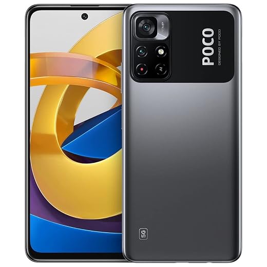 POCO M4 Pro - Smartphone 5G, 4GB RAM 64GB ROM, 6nm MediaTek Dimensity 810, 90Hz 6.6'' FHD+ Dot Display, 64MP AI Quad Camera, 5000 mAh, 33W Pro fast charging, MIUI 12.5 per POCO, Android 11 - Nero