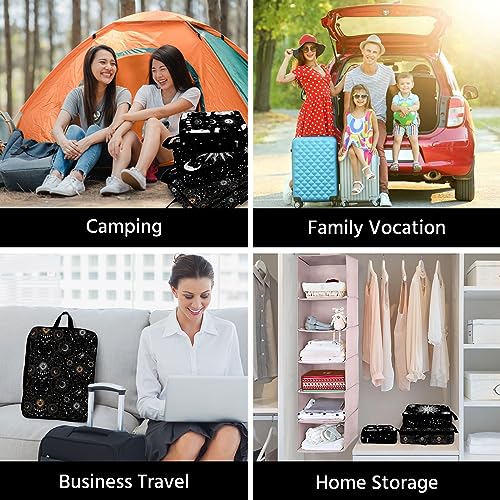 6 Pcs Compression Packing Cubes Waterproof Suitcase Travel Bag Luggage Backpack Organizer Travel Cubes for Packing-Gothic Style3