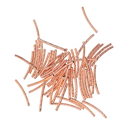 Loveindiy 50X Engraved Curved Tube Noodle Beads Diy Jewelry Making Accessories 25X2Mm - Rose Gold #TOP7