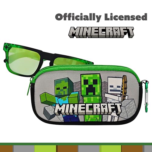 Image of ARKAID Minecraft Boys Sunglasses | Official Minecraft Gear | 100% UV Protection | Official Minecraft Boys Sunglasses and Sports Wraps | Impact Resistant | Gift Idea | Fits Most Kids