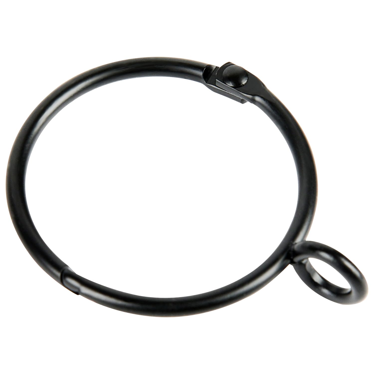 30-Pack Curtain Rings with Eyelets, 1.25-Inch Drapery Rings, Hinge Snap-Joint Design, Compatible with Curtain Rods Up to 1 Inches (Black)