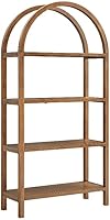 Modway Vexley 72" Arched Walnut Bookshelf - Modern Pine Acacia Open Bookcase for Living Room, Office, Reading Nook