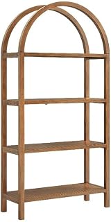 Modway Vexley 72" Arched Walnut Bookshelf - Modern Pine Acacia Open Bookcase for Living Room, Office, Reading Nook