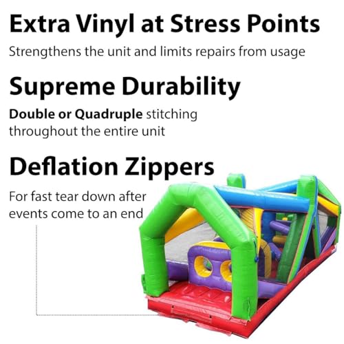 Retro Radical Run Inflatable Obstacle Course, Extreme Unit #1, 30' L x 11' W x 12' H, Commercial Grade Interactive Bounce House, Includes Blower and Stakes - Image 7