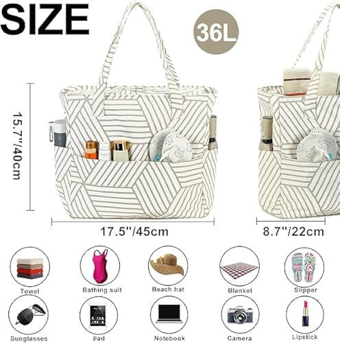 Image of Waterproof Beach Tote Pool Bags for Women Ladies Extra Large Gym Tote Carry On Bag With Wet Compartment for Weekender Travel