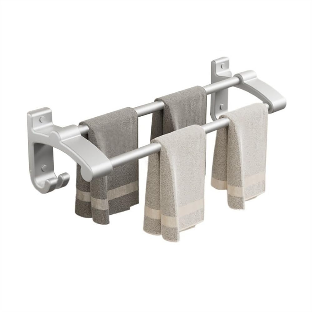 Porte-serviettes en aluminium double tige pour une salle de bain ordonnée
