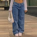 Gerade Bein Hosen Denim Hosen Vintage Lose Blau Gewaschen Mom Jeans Low Rise Jeans Frauen lose Jeans – Bild 2