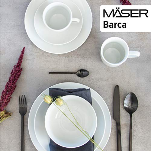 MÄSER Serie Barca, Umfangreiches Geschirr Set für 8 Personen, 68-teiliges Kombiservice in moderner randloser Form, rund, Weiß