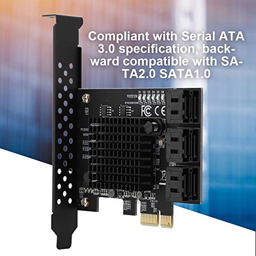 Vbestlife Expansion Card, 6-Port SATA 3.0 PCI Express Card Riser Card Compatible for SATA6G 3G 1.5G HDD, for Marvell 88SE92xx 109X - Image 3