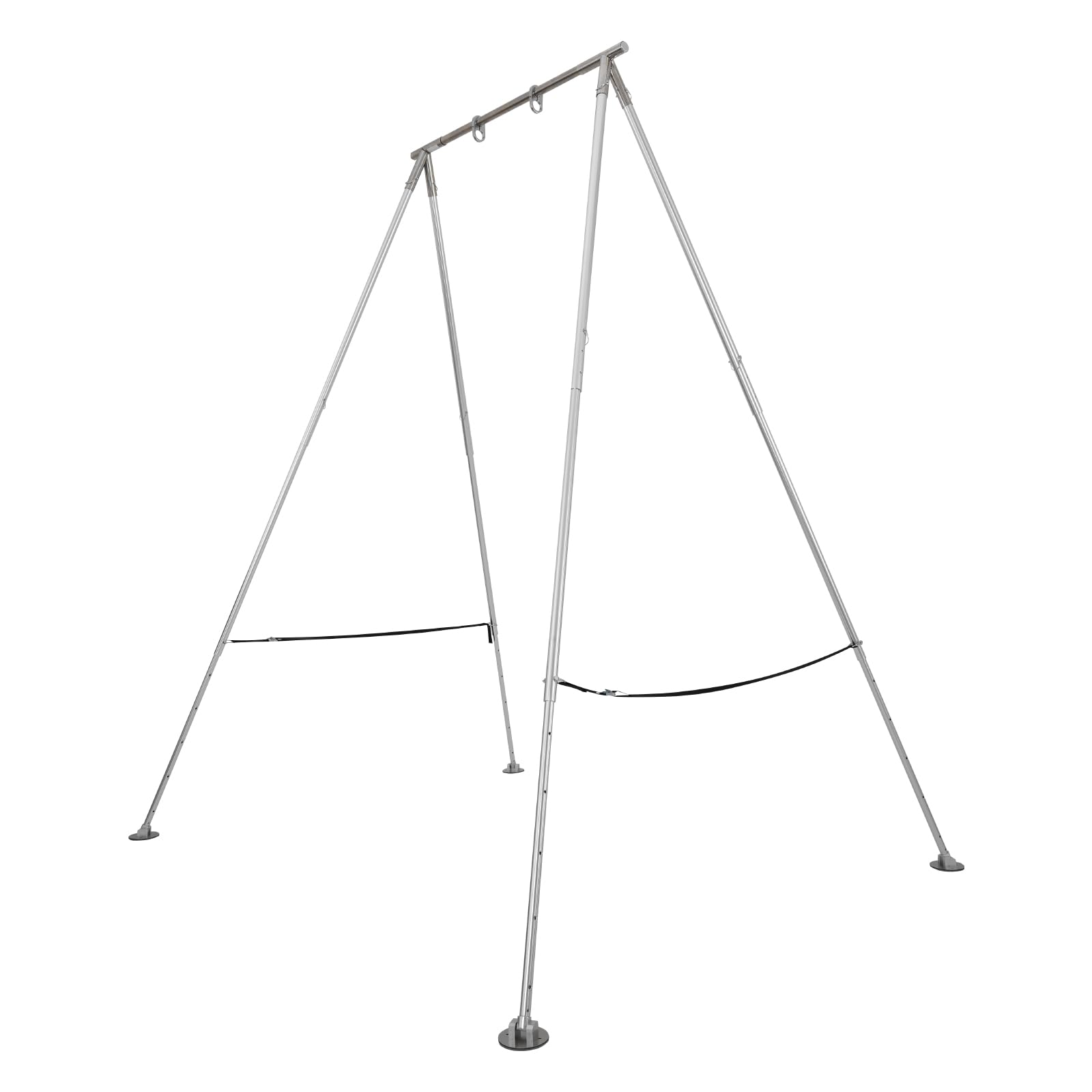 VEVOR Soporte de Yoga Aéreo, con Estructura Triangular, Carga Máxima de 140,6 kg, Aleación de Aluminio, Soporte para Telas Aéreas con Patas de Aluminio Ajustables en Altura, 3200 x 2780 x 3480 mm