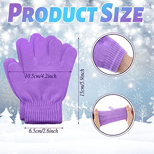 Jeyiour 100 Pairs Children's Winter Gloves - Bulk Kid's Warm Full Fingers Stretchy Knitted Gloves for Boys & Girls - Christmas Gifts2