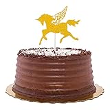 Restaurantware Top Cake 6 X 4.3 Inch Cake Toppers 10 Unicorn Design Cake Topper Inserts - Sturdy With Glitter Detail Gold Paper Cake Decoration Birthday Baby Shower Wedding Supplies