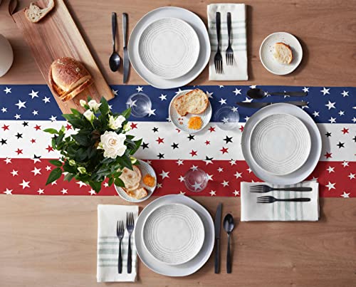 Independence Day Table Runner With Cotton Linen Blend,July 4Th Red White Blue Table Top Covers Table Runner Decorations For Indoor Outdoor Party Holiday Wedding Dining Table-13 X 70Inch Long #TOP4
