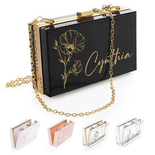 Persinalized Purse with Birth Flower and Name Acrylic