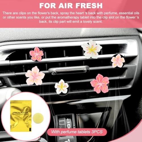 Image of Car Vent Clips with Fragrance Pads, 6-Pack, Flower Design Odor Eliminator & Air Purifier for Car Interior Decoration (Essential Oil Compatible) - Perfect for Car Enthusiasts