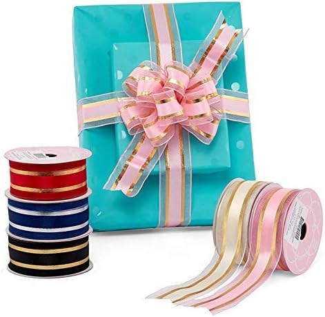 1 1/2" X 25 Yards Pink/Gold Emperor Met STN Mid Ribbon