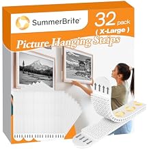 Large Picture Hanging Strips Heavy DutyXL/16Lbs 16Pairs/32 Strips Damage Free Wall Sticky Picture Hangers Without Nails, Removable Hook and Loop Adhesive Strips for Poster Frame Hanging Decor