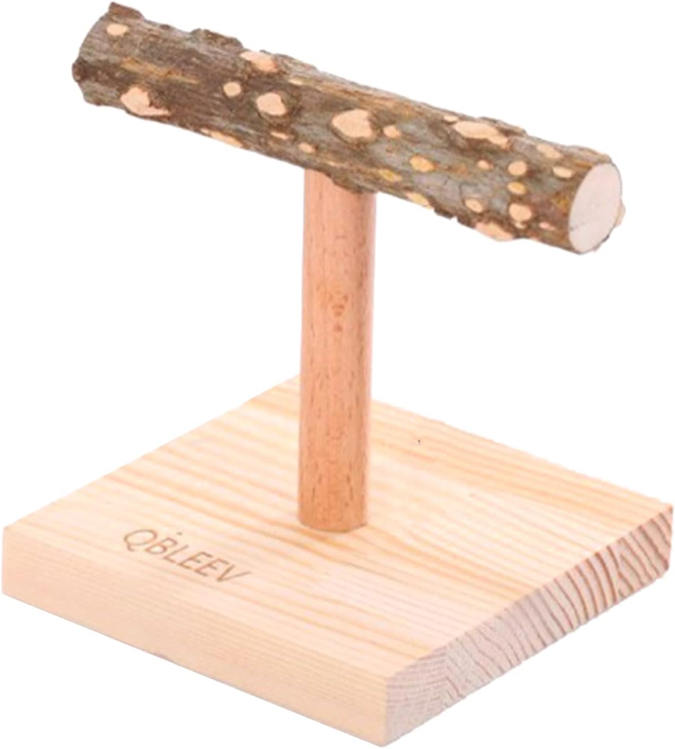 Wooden Bird Stand Natural Wood Table Top Perch with Base Training Branches Paw Grinding Toy for Birds Cage Accessories