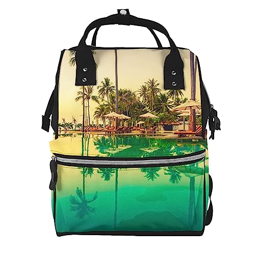 Sac à dos à langer grand volume de voyage noir imprimé élégant