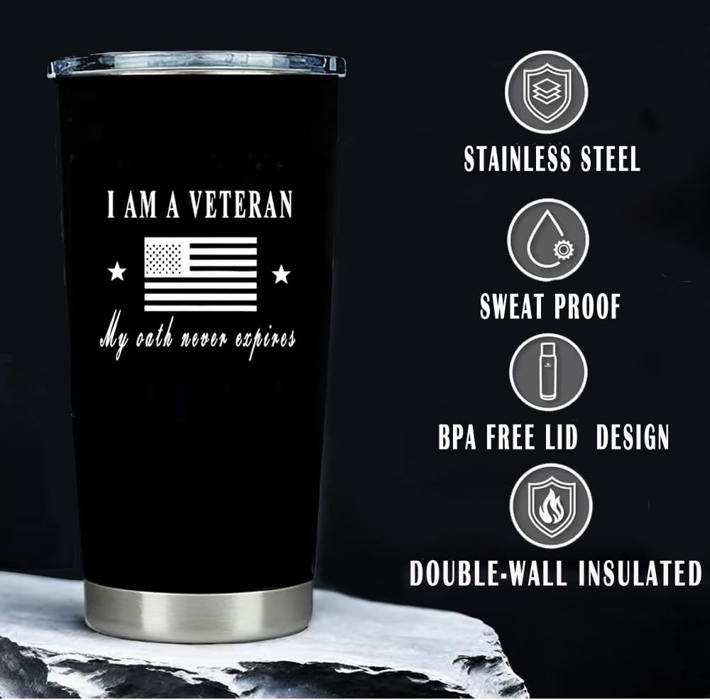 Marine Corps Insulated Tumbler with Challenge Souvenir, Great Engraved Gifts for Military Heroes!Veterans Day Gifts - Image 3