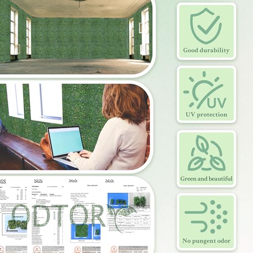 Image of ODTORY Artificial Grass Wall Privacy Fence Screen, 20X20 in 14P (38.9 sqft) | UV-Anti Boxwood Panel, Faux ivy Greenery Backdrop, Balcony /Garden /Backyard Fence Covering, Indoor Outdoor Green Plant Decor