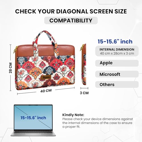 Image of Dyazo 15-15.6 Inch Stylish Laptop Sleeve | Handcrafted Jute & Vegan Leather Case with Zipper | Lightweight and Durable Laptop Bag for Work, College & Travel for Woman