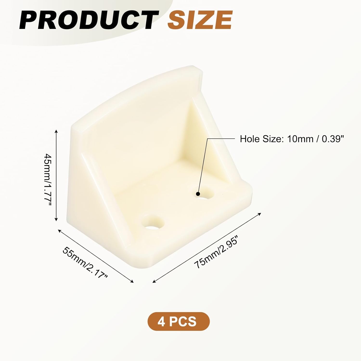 uxcell 4 Pcs Plastic Shelf Support Peg, Right Angle Bracket, 2.95"x 2.17"x 1.77" L Shape Shelf Bracket for Wooden Frame Shelves Furniture