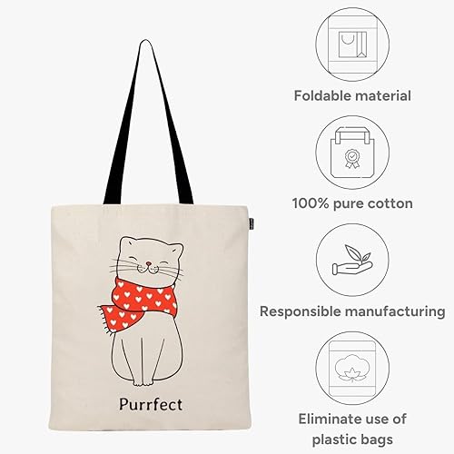 Miniatura 7 de Ecoright - Bolsa de lona para mujer, bolsa de comestibles, bolsa de algodón para uso diario, escuela, trabajo, regalos para mujeres
