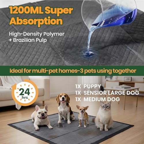 Image of Gimars XXXL 31 inchx47 inch 40 Counts Odor-Control Charcoal Pee Pads for Dogs, Super-Absorbent and Leak-Proof Pet Training Pee Pads, Disposable Charcoal Puppy Pads Suitable for Dogs, Cats and Rabbits