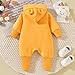 KOZBY 0-3 Months Unisex Baby Boy Girl Hooded Jumpsuit Long Sleeves Romper Outfits Infant Gender Neutral Solid Color Loose Clothes Fall Winter Spring Yellow