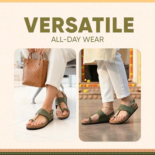 Image of Frido Puneri Chappal for Women | Ergonomic Traditional Indian Leather Chappal with Memory Foam, Wide Toe Box & Zero Drop Design | Adjustable Ethnic Footwear