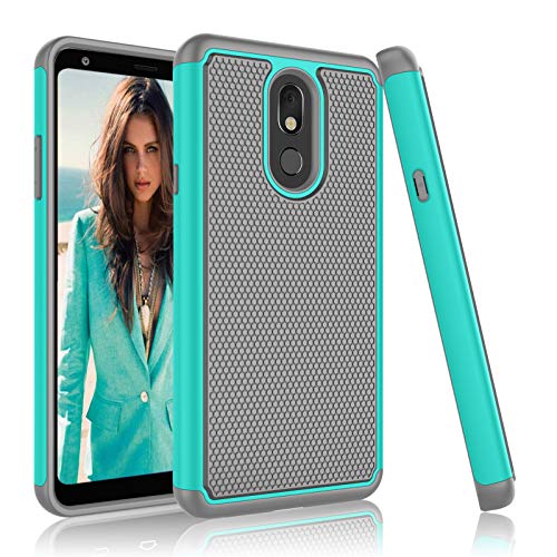 Njjex Compatible with LG Stylo 5 Case/LG Stylo 5V/ Stylo 5X/ Stylo 5 Plus Cute Case, [Nveins] Impact Hybrid Dual Layers Hard Plastic Back + Soft Silicone Rubber Defender Slim Phone Cover [Turquoise]