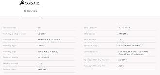 Corsair Vengeance 32GB (2x16GB) 260-Pin SO-DIMM ddr4 2400 (PC4 19200) Memory (Notebook Memory)