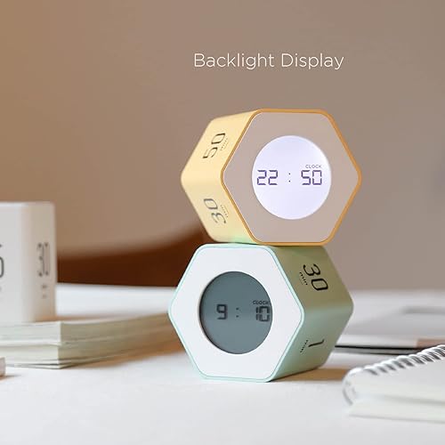 Miniatura 4 de mooas Cubo de reloj multihexagonal, reloj digital, temporizador Pomodoro, pantalla retroiluminada, modo de cuenta y temporizador de cuenta