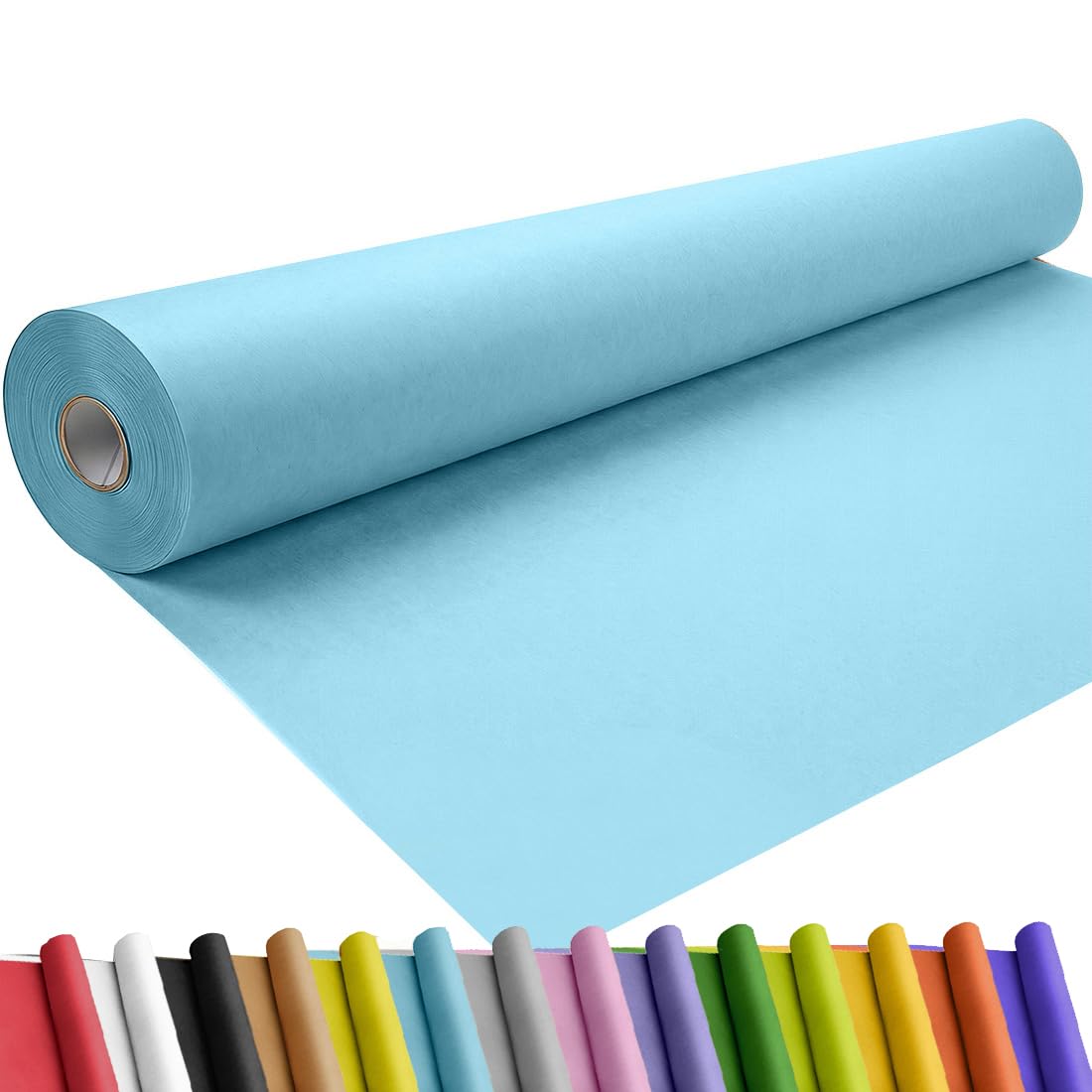 SMART&amp;CASUAL 36" x 1,500" (125') Light Blue Kraft Craft Paper Roll for Gift Wrapping Bulletin Board Bouquet Flower Art Packing Parcel Table Covering 80GSM 55LB (Light Blue, 36" x 125')