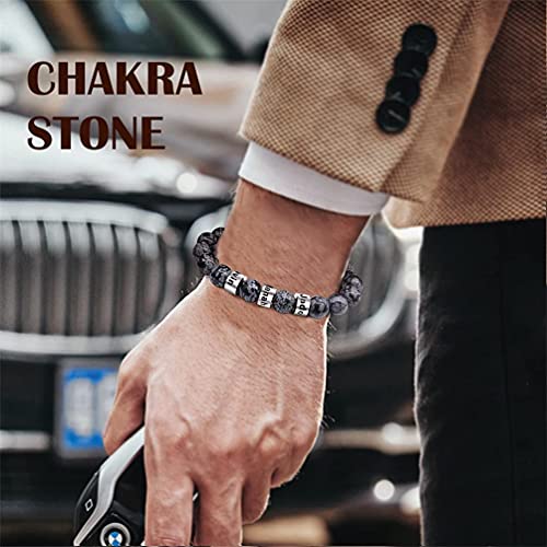 Orfan Custom Bead Bracelet With Name Personalized Stone Bead Bracelet For Men Chakra Stone Bracelets Personalized Bead Bracelet Men Customized Tiger Eye Lava Bracelet Men (Silver, Name 1) #TOP4