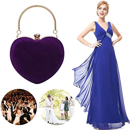 Miniatura 6 de Reberomantic Bolso de noche en forma de corazón Bolso de embrague de terciopelo Bolso de noche sólido