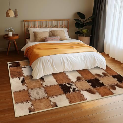 Tapete decorativo 4x6 pies marrón microfiber miniatura 7
