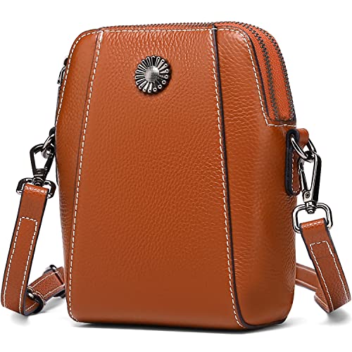 ENONEO Sac Bandoulière Femme Petit Sac Téléphone Portable Rétro Sac à Bandoulière en Cuir, Élégante Pochette Blocage RFID Portefeuille avec Réglables Bandoulière Cover