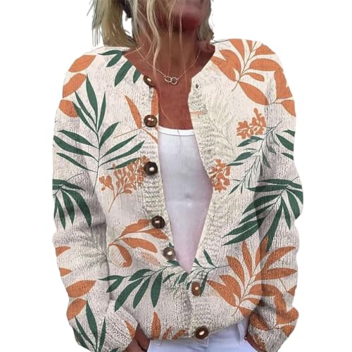 Cárdigan mujer punto ligero chaqueta manga larga estampado floral