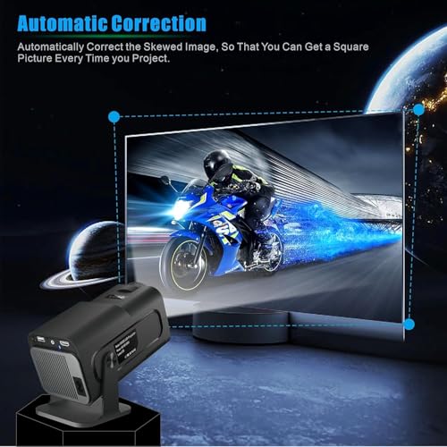 Image of Smart Projector with Android 11 HD Projector 1080P 4K WiFi6 BT Home Theater Video Projector 180 Rotatable Stand Car Keystone Correction for Mobile Phone TV Stick for Kids and Adults. BB14