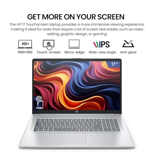 Image of HP 2026 17 Inch Laptop Touchscreen Computer, 17.3 HD+ IPS Touch Screen Business Laptop AI PC, 15th Gen Intel 12-Core Ultra 7, 64GB DDR5 RAM 2TB SSD, Windows 11 Pro, 10-Key Backlit, WiFi6