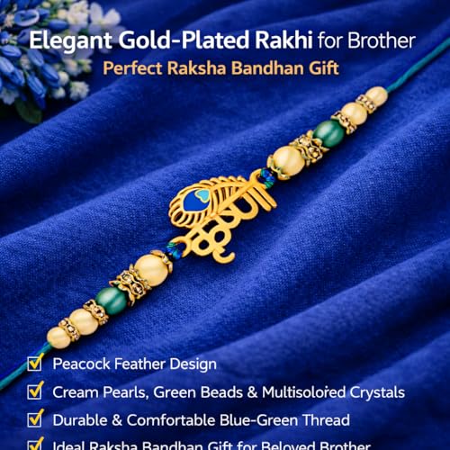 Image of Riddhika Ventures Glorious Gold Plated Auspicious Diamond Ring Rakhi with Roli Chawal and Greeting Card